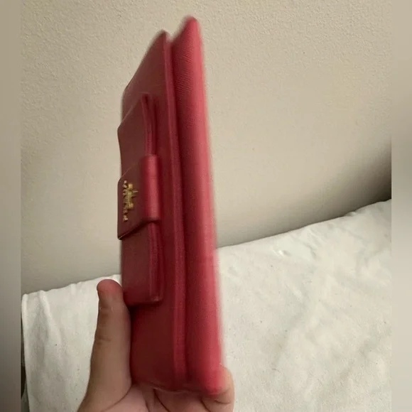 Prada Pink Saffiano Bow Continental Wallet - Picture 5 of 13